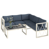 easycomfort easycomfort salotto da giardino angolare con poltrona reclinabile 2 divanetti con cuscini e tavolino grigio