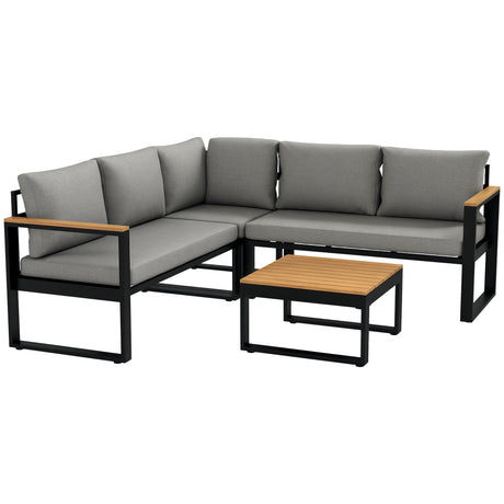 easycomfort easycomfort salotto da giardino con 2 divanetti seduta angolare e tavolino con piano a doghe grigio
