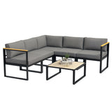 easycomfort easycomfort salotto da giardino con divano e tavolino in alluminio con cuscini imbottiti grigio