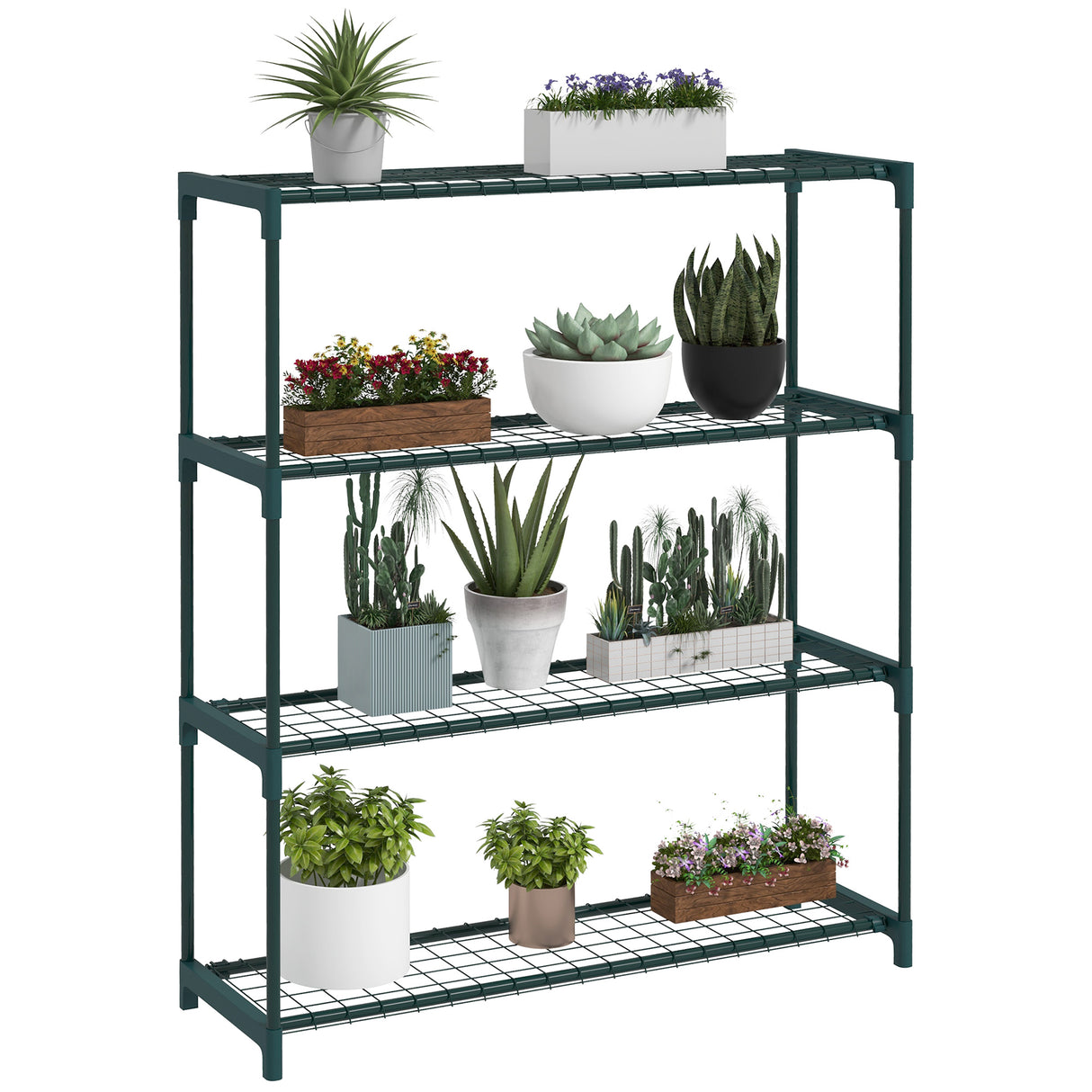 easycomfort easycomfort scaffale porta piante a 4 livelli da esterno e interno in acciaio 89x28x107cm verde