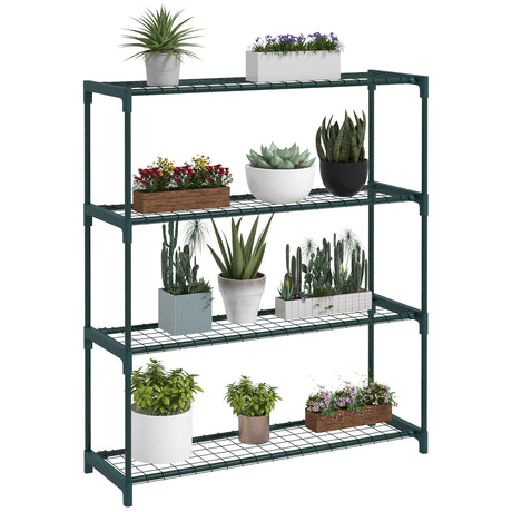 easycomfort easycomfort scaffale porta piante a 4 livelli da esterno e interno in acciaio 89x28x107cm verde