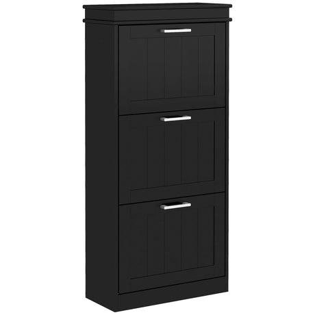 easycomfort easycomfort scarpiera moderna con 3 cassetti ribaltabili per 15 paia di scarpe e ripiano regolabile 54x24x117 5cm nero