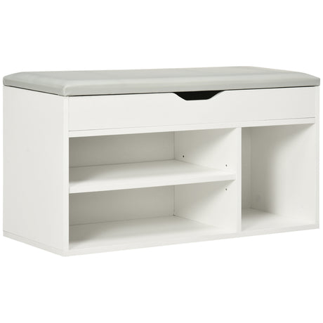easycomfort easycomfort scarpiera salvaspazio da ingresso imbottita mobile da ingresso con scarpiera con 3 scomparti seduta in pelle pu per soggiorno e corridoio 80x30x43 cm bianco ean 8054111849661