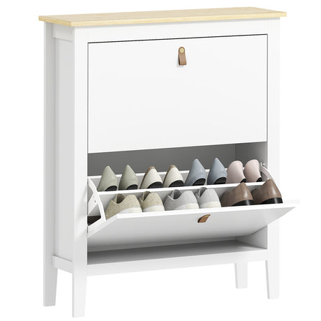easycomfort easycomfort scarpiera slim 2 cassetti per 14 paia di scarpe taglia eu44 e ripiani regolabili 80x24x95 5cm bianco