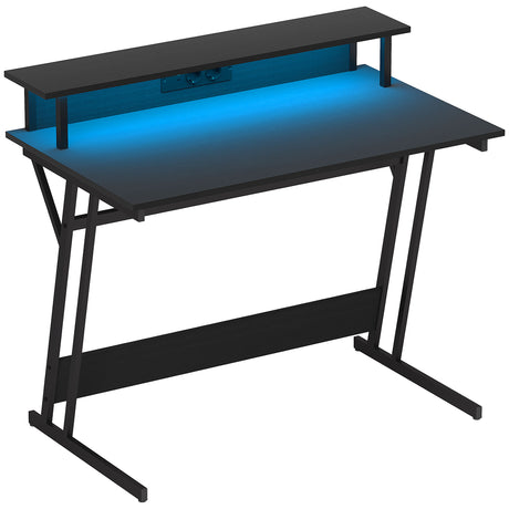 easycomfort easycomfort scrivania gaming con luci led e supporto per monitor in truciolato e acciaio 100x60x88 5 cm nero
