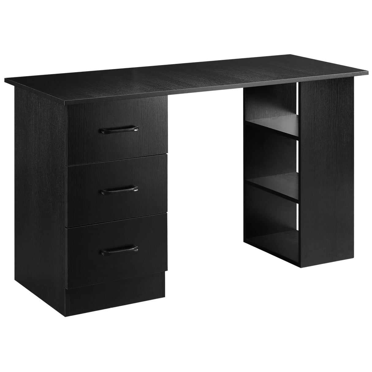 easycomfort easycomfort scrivania moderna in legno con 3 cassetti e 3 ripiani per camera e ufficio 120x49x72cm nero