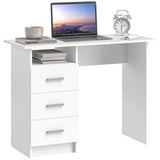 easycomfort easycomfort scrivania moderna in legno con 3 cassetti e ripiano aperto 100x40x75 cm bianca e marrone