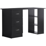 easycomfort easycomfort scrivania pc con 3 ripiani e 3 cassetti per camera e ufficio in legno mdf 120x49x72 cm nera