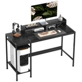 easycomfort easycomfort scrivania pc con supporto per monitor e 2 ripiani regolabili in legno e acciaio 120x48x85 5 cm nero