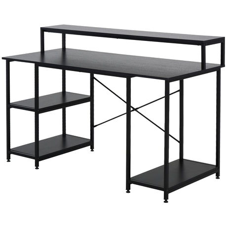 easycomfort easycomfort scrivania per computer con ripiani per monitor e cpu scrivania da ufficio per casa studio e lavoro nera 140 x 60 x 93cm ean 8054144131405