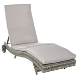 easycomfort easycomfort sdraio da giardino in rattan pe con schienale regolabile e cuscino 207x70x70cm grigio