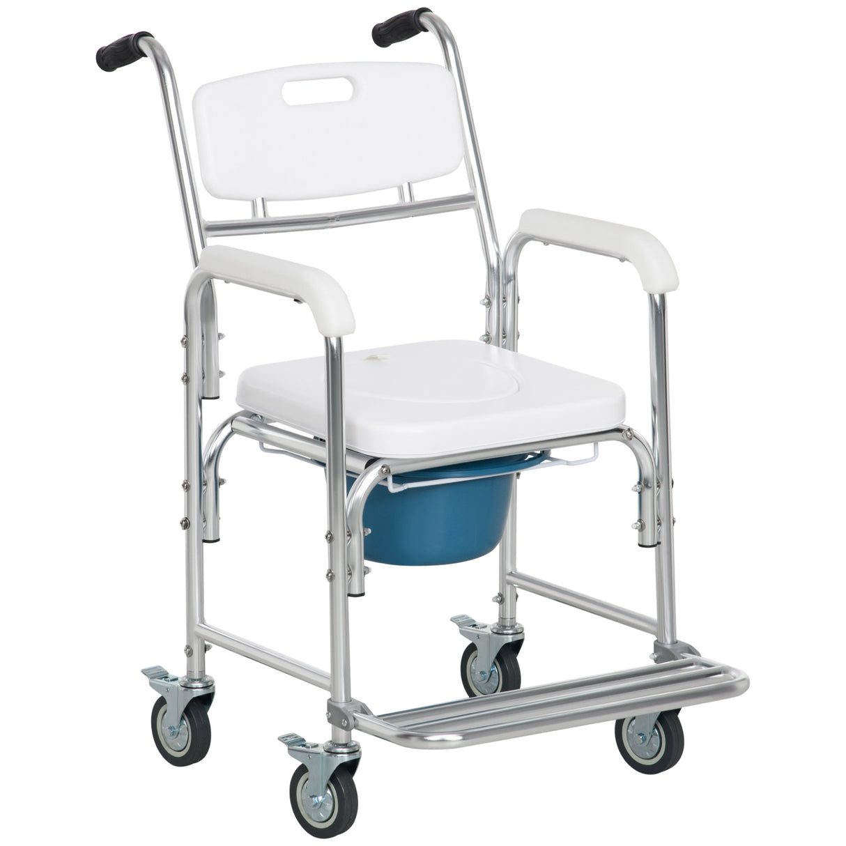 easycomfort easycomfort sedia comoda con ruote per anziani 3 in 1 sedia per wc in alluminio con secchio rimovibile bianco