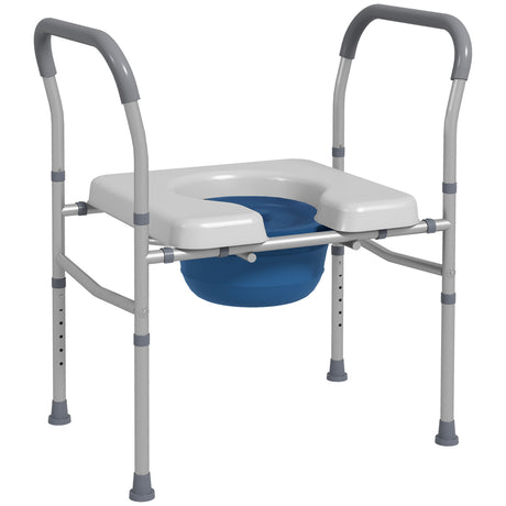 easycomfort easycomfort sedia comoda wc per anziani e disabili 4 in 1 regolabile in altezza con braccioli imbottiti grigio