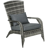 easycomfort easycomfort sedia da giardino adironrack con braccioli in rattan e acciaio 64x80x90 cm grigio