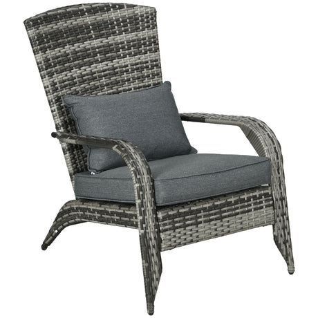 easycomfort easycomfort sedia da giardino adironrack con braccioli in rattan e acciaio 64x80x90 cm grigio