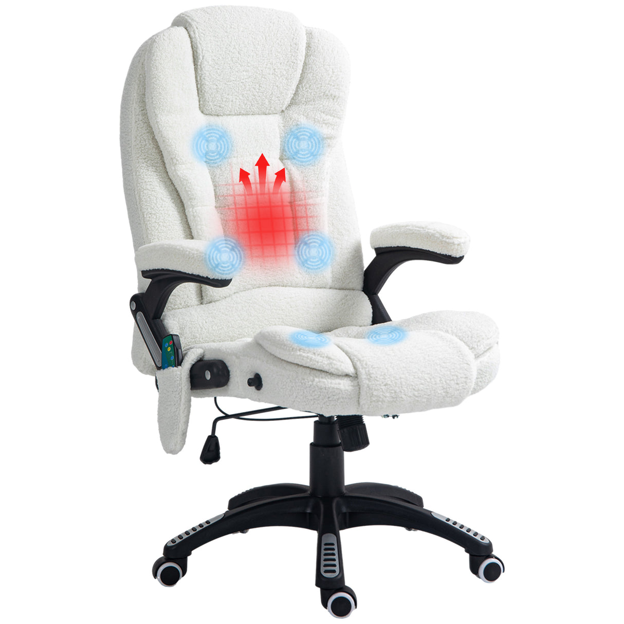 easycomfort easycomfort sedia da ufficio massaggiante e regolabile con telecomando in tessuto teddy 67x74x107 116 cm bianco