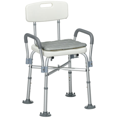 easycomfort easycomfort sedia doccia ad altezza regolabile con braccioli e cuscino rimovibile 53 5x52x80 90 cm bianca