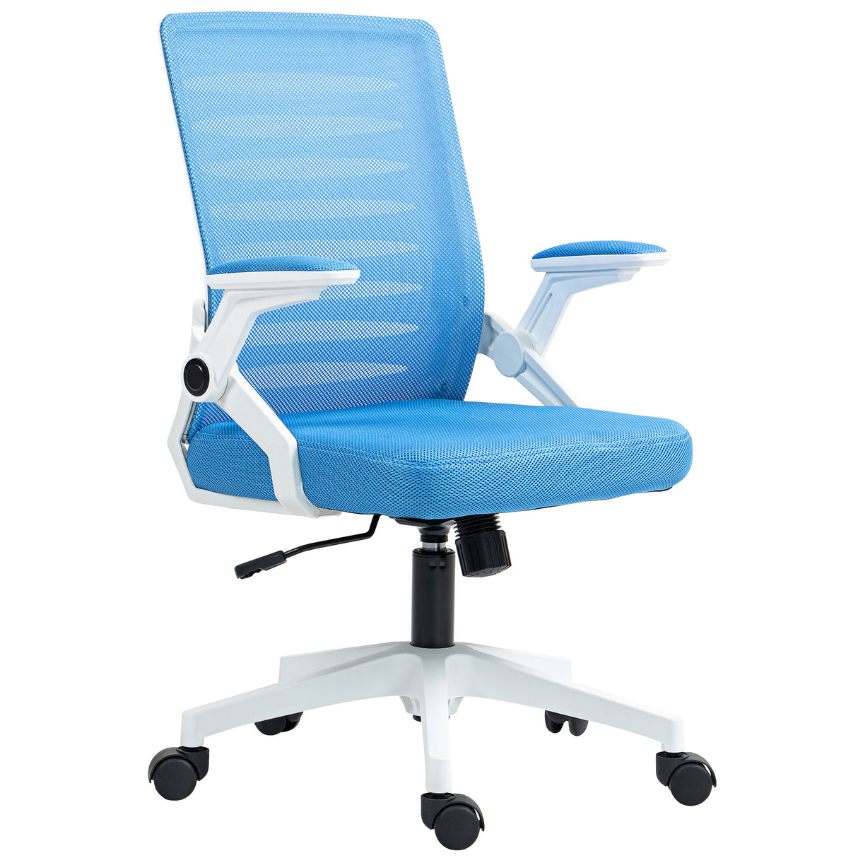 easycomfort easycomfort sedia ergonomica girevole ad altezza regolabile con braccioli 54x54x89 99 cm bianca e azzurra