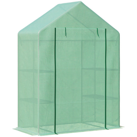 easycomfort easycomfort serra da giardino in acciaio e plastica pe con 4 ripiani funi e picchetti 141x72x191 cm verde