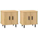 easycomfort easycomfort set 2 comodini in stile nordico con ripiano a 2 livelli in legno e acciaio 48x40x48 cm nero e rovere