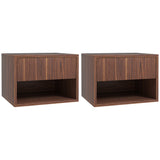 easycomfort easycomfort set 2 comodini sospesi con cassetto e ripiano inferiore aperto in legno 40x34x29 cm marrone