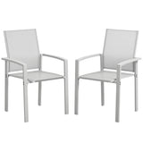 easycomfort easycomfort set 2 sedie da giardino impilabili con seduta traspirante in acciaio e textilene 56x58x89 cm grigio chiaro