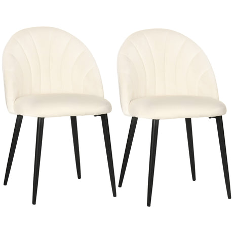easycomfort easycomfort set 2 sedie da salotto e sala da pranzo imbottite in metallo e tessuto effetto velluto beige 52x54x79 cm
