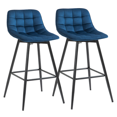 easycomfort easycomfort set 2 sgabelli alti da bar nordico con schienale curvato ergonomico e poggiapiedi sedie imbottite per salotto e cucina blu ean 8055776912233