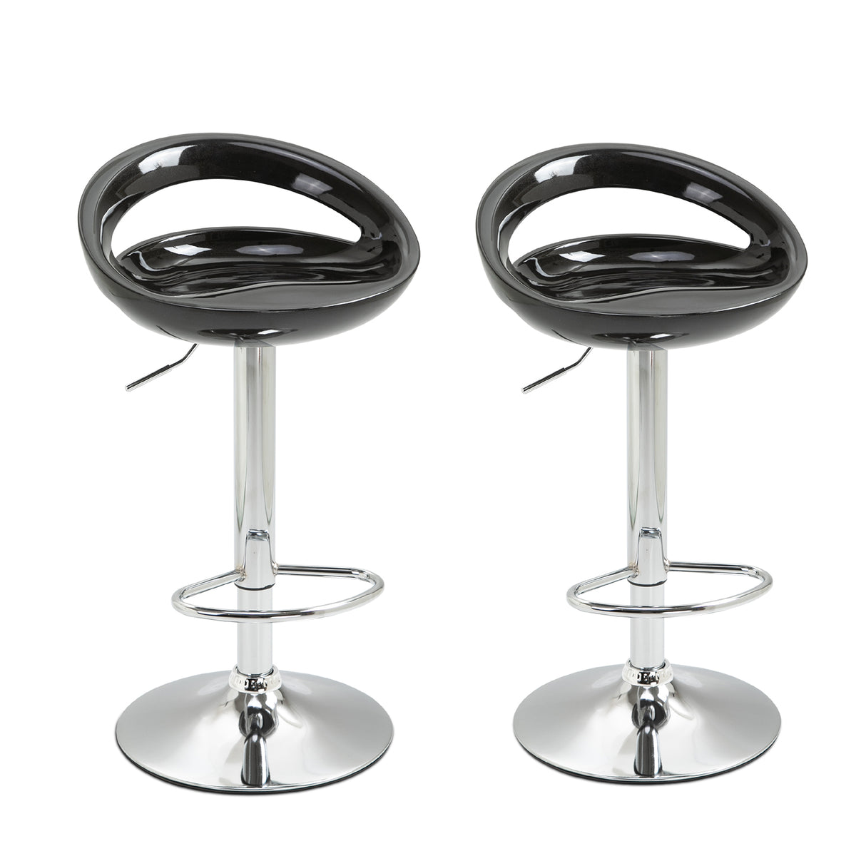 easycomfort easycomfort set 2 sgabelli da bar alti sgabelli girevoli a 360 con schienale e poggiapiedi altezza regolabile base in acciaio per sala da pranzo e cucina 46x41x76 96cm nero ean 8054144139012