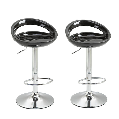 easycomfort easycomfort set 2 sgabelli da bar alti sgabelli girevoli a 360 con schienale e poggiapiedi altezza regolabile base in acciaio per sala da pranzo e cucina 46x41x76 96cm nero ean 8054144139012
