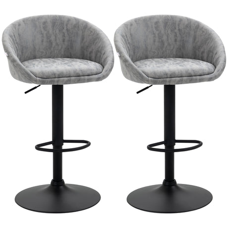 easycomfort easycomfort set 2 sgabelli da bar con altezza regolabile rivestimento finta pelle e schienale grigio chiaro