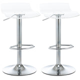 easycomfort easycomfort set 2 sgabelli da bar con altezza regolabile seduta girevole e poggiapiedi metallo e acrilico trasparente