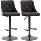 easycomfort easycomfort set 2 sgabelli da bar girevoli ad altezza regolabile per cucina e soggiorno 47 5x50x93 5 116 cm nero e noce