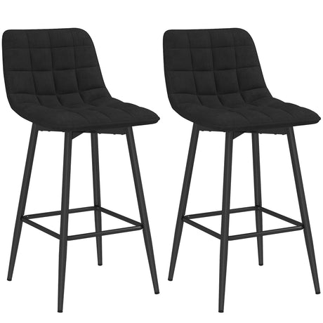 easycomfort easycomfort set 2 sgabelli da cucina stile nordico in tessuto effetto velluto e metallo 45x47x84 cm nero