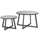 easycomfort easycomfort set 2 tavolini per esterni con piano in vetro temperato 70x45 cm e 50x35 cm grigio