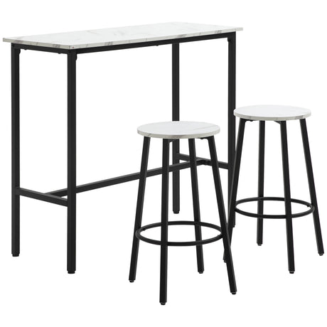 easycomfort easycomfort set 3 pezzi con tavolo rettangolare e 2 sgabelli da bar in truciolato mdf e acciaio bianco e nero
