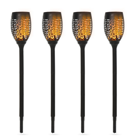 easycomfort easycomfort set 4 faretti da esterno led a energia solare con 4 picchetti in plastica 12x72 cm nero