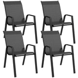 easycomfort easycomfort set 4 sedie da giardino impilabili con braccioli in rattan pe e acciaio grigio
