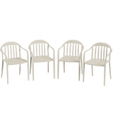 easycomfort easycomfort set 4 sedie da giardino impilabili in pp con schienale alto e braccioli 57x54x78 cm bianco
