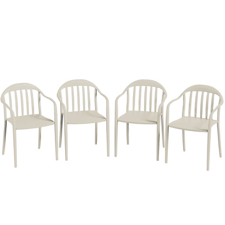 easycomfort easycomfort set 4 sedie da giardino impilabili in pp con schienale alto e braccioli 57x54x78 cm bianco