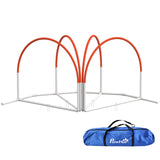 easycomfort easycomfort set agility dog 4 pezzi con 4 picchetti e borsa da trasporto in pe e abs 89x69x99 cm bianco e arancione