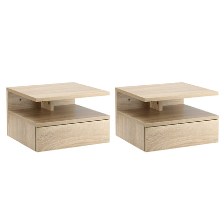 easycomfort easycomfort set da 2 comodini moderni sospesi con cassetto e ripiano in legno 35x32x22 5cm rovere