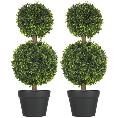 easycomfort easycomfort set da 2 piante di bosso a 2 sfere realistiche con vaso incluso a fondo rinforzato ed erba 60 cm