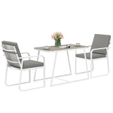easycomfort easycomfort set da esterno 3 pezzi con 2 sedie con braccioli e cuscini e tavolo con piano in vetro bianco