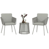 easycomfort easycomfort set da esterno con tavolino in vetro e 2 sedie da giardino in rattan stile boho grigio chiaro