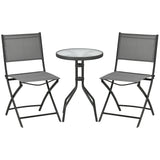 easycomfort easycomfort set da giardino 3 pezzi in acciaio con 2 sedie pieghevoli in tessuto traspirante e tavolo rotondo