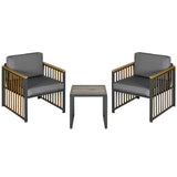 easycomfort easycomfort set da giardino 3 pezzi in rattan e acciaio con 2 sedie 66x68x68 cm e tavolino da caffe 45x45x44 cm