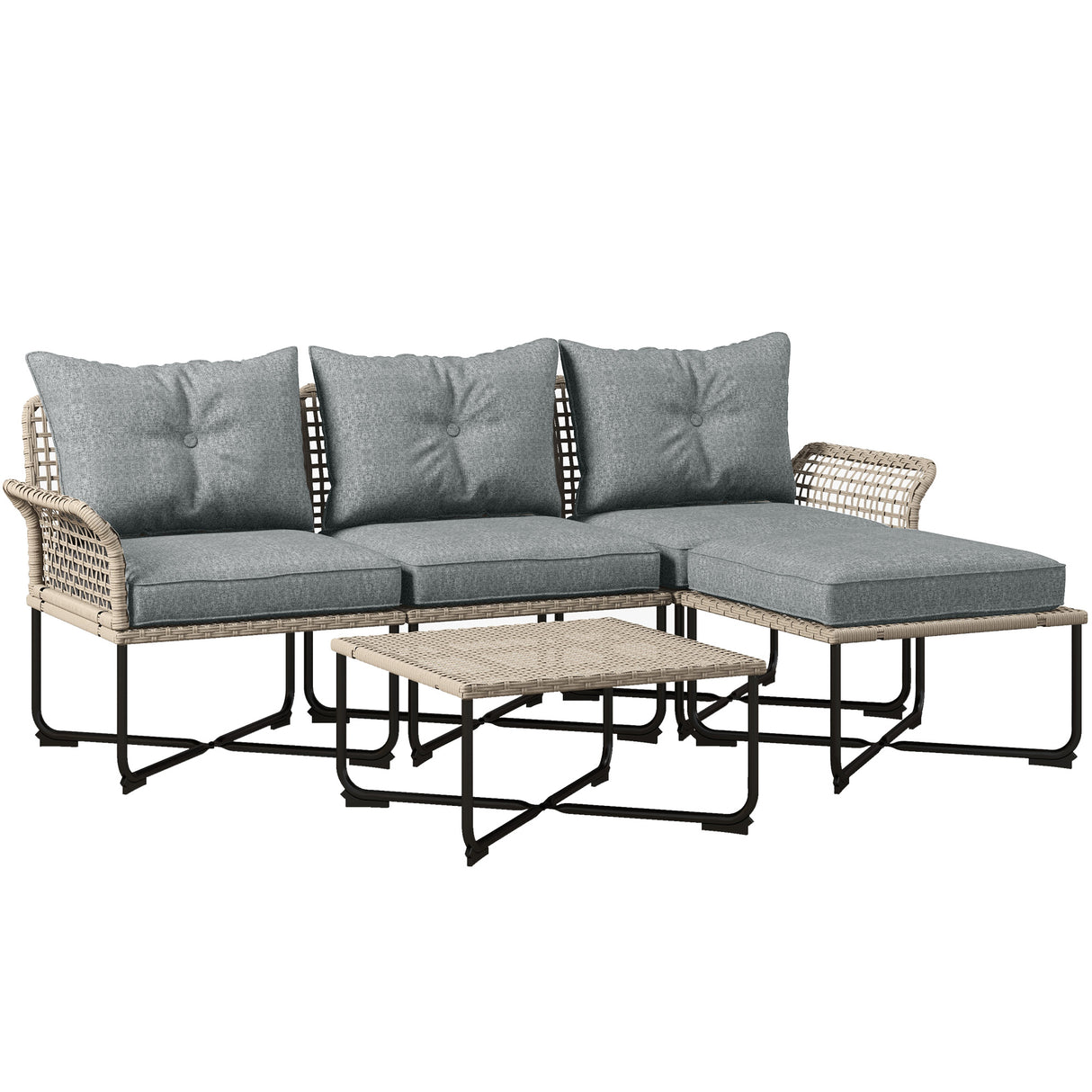 easycomfort easycomfort set da giardino 5 pezzi in rattan con 2 sedie laterali sedia centrale e 2 sgabellitavolini da caffe