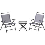easycomfort easycomfort set da giardino con tavolo con piano in vetro e 2 sedie pieghevoli con schienale regolabile grigio
