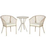 easycomfort easycomfort set da giardino in rattan con 2 poltroncine con cuscini e tavolino da caffe in vetro khaki